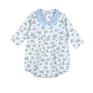 NEW BABY LOREN boy's pumpkins pima bubble in blue